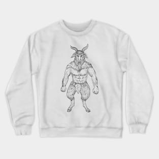 Akerbeltz or Aker a Spirit in the Basque Folk Mythology in the Form of a Billy Goat Standing Drawing Crewneck Sweatshirt